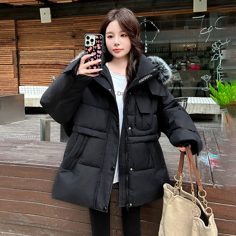 Gran tamaño de invierno nuevo estilo de collar de lana de escolares de estilo coreano chaqueta de algodón suelta chaqueta de algodón gruesa de moda image 6