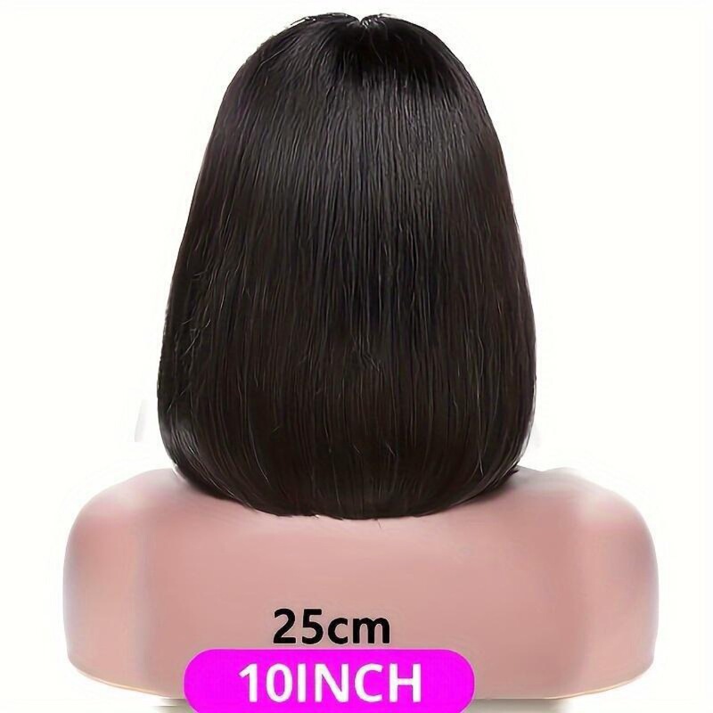 European and American Wig Women's 4X4 Front Lace Human Hair Wig Black Short Straight Hair Human Hair Lace Wigs