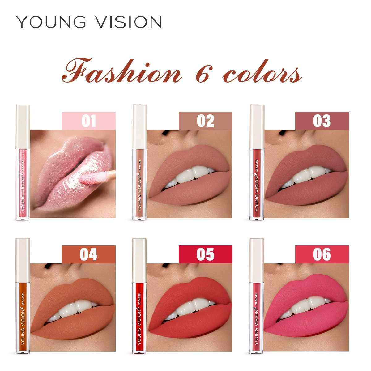 Lip gloss, lipstick, (Cross-border trading), translucent shading, 6 colors, plump lips effect, wholesale