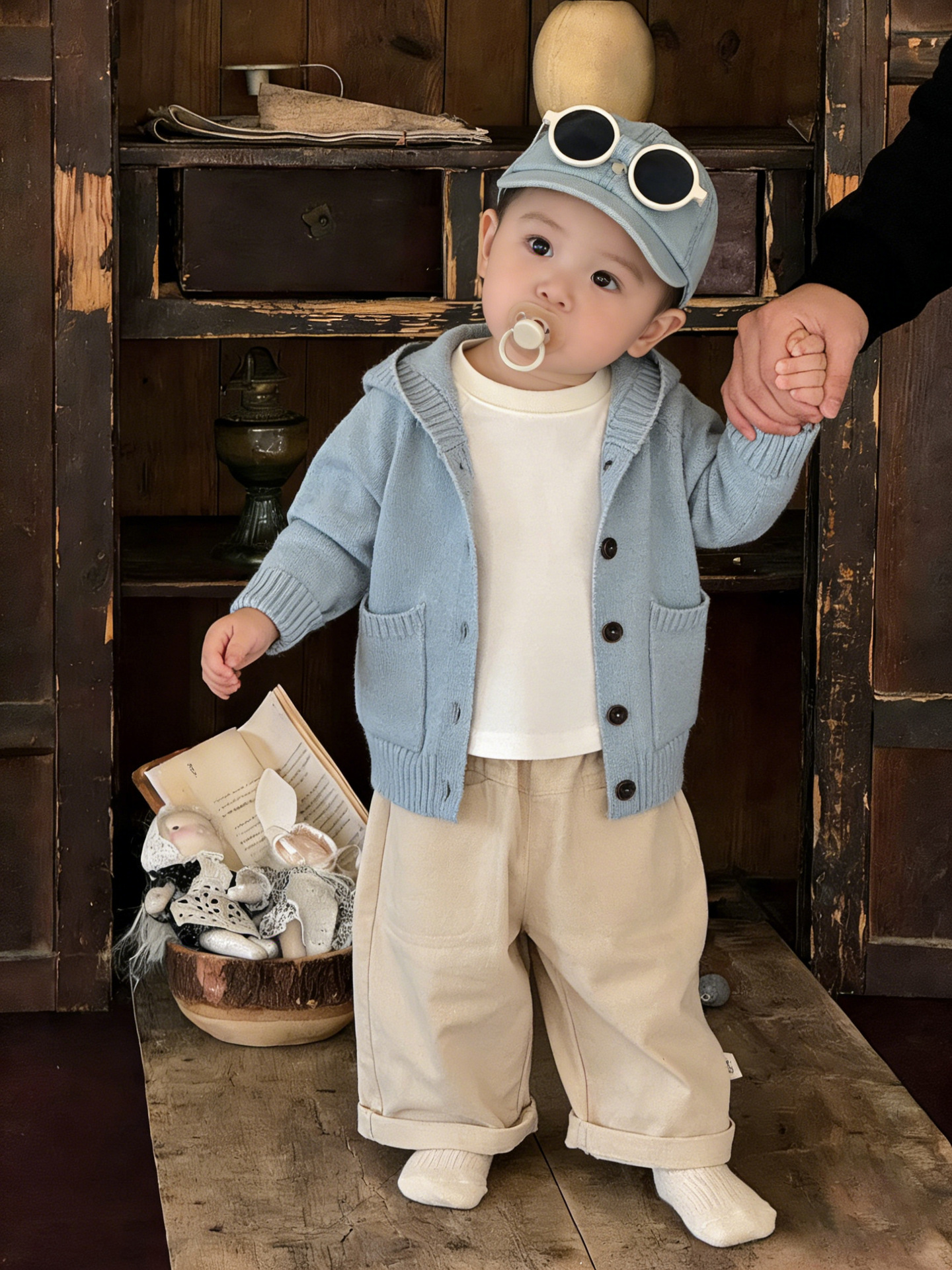 Primavera coreana suéter infantil primavera guapo bebé ropa de moda con capuz de punto cardigan suéter