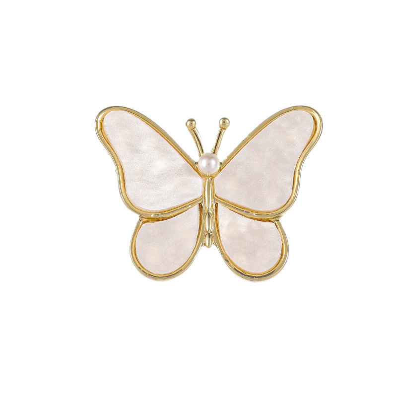 Korean Style Camellia Resin Brooch With Rhinestones And Feathers_voghion.com