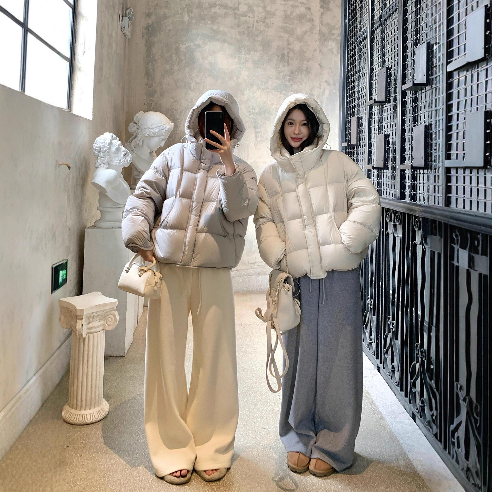 真90白鸭绒2025新款泡芙羽绒服女加厚小个子连帽短款高端时尚外套