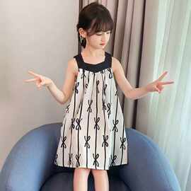 女童连衣裙夏装外穿新款洋气女孩无袖公主裙网红洋气儿童薄款吊带