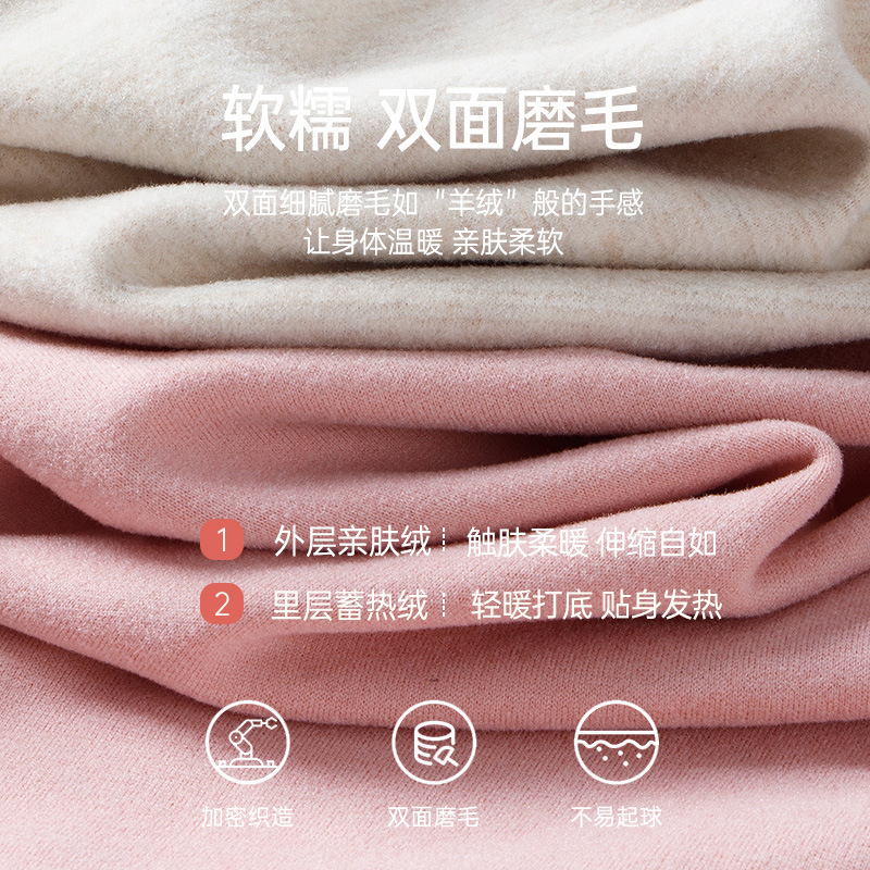 2025新款德绒保暖内衣女士套装羊毛蚕丝加绒加厚打底衫内穿秋衣裤|undefined