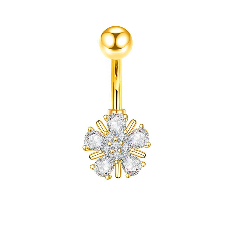 Gold Star Navel Ring 316L Surgical Steel Belly Button Piercing Jewelry Dangle CZ detail image 18