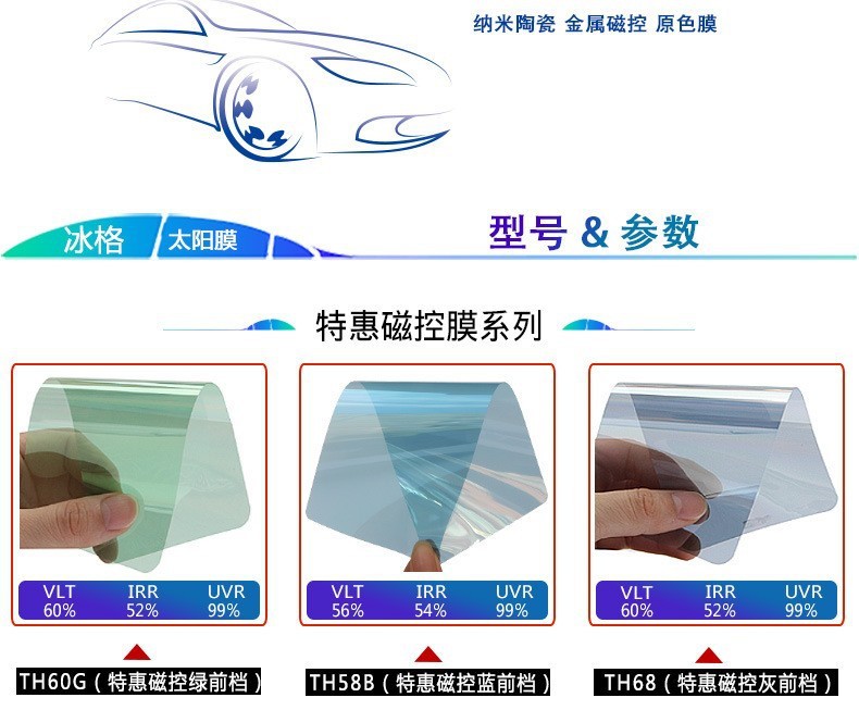 Car Solar Film Wholesale High Insulation Nano Ceramic Metal Magnetically Controlled Car Window Glass Full Car Sun Protection Explosion-Proof High Definition