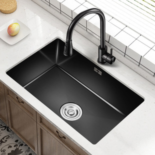 Black Nano Sink 304 Stainless Steel Kitchen Sink Large Single Bowl Undermount Sink Nano Antibacterial