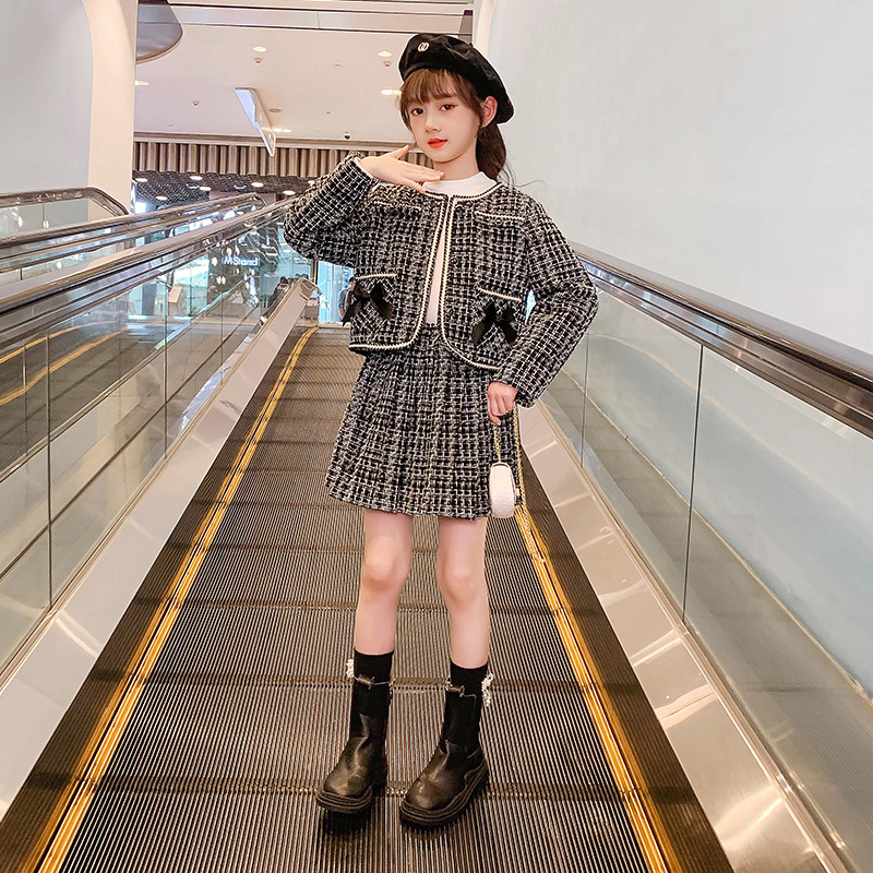 Set Dress 2023 Autumn New Children's Fashionable Middle and Big Girls' Net Red Small Fragrance_voghion.com