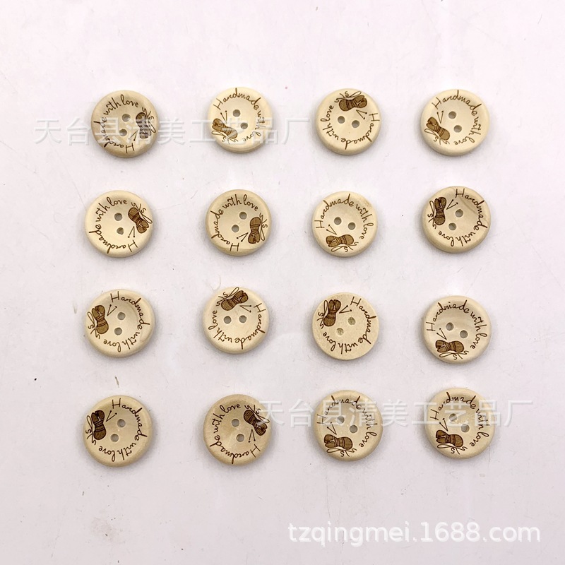 15/20/25mm ronda grabado láser hecho a mano wthlove botones de madera
