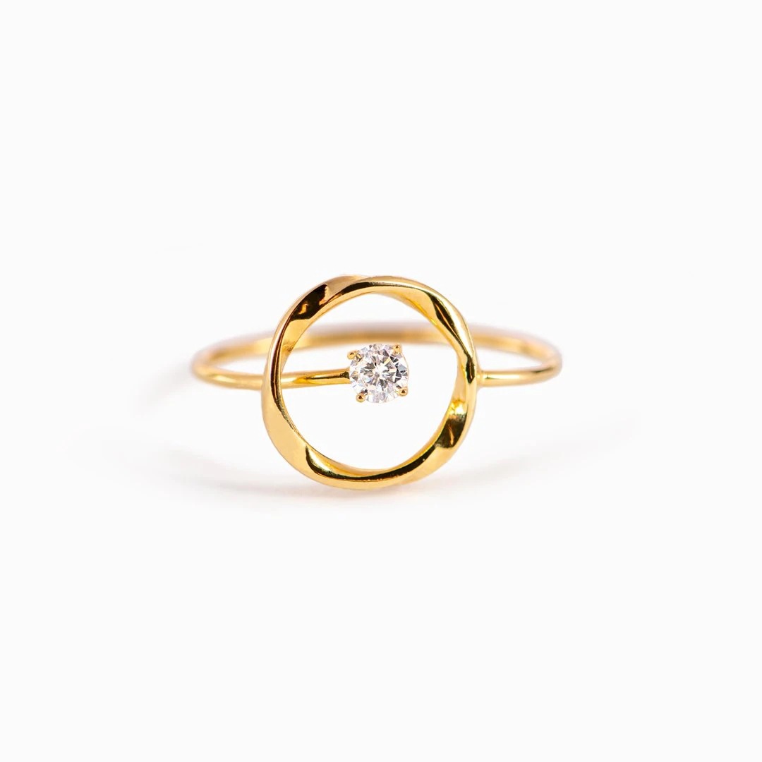 7g Weight Zircon Inlay Material 925 Sterling Silver Zircon Geometric Rings