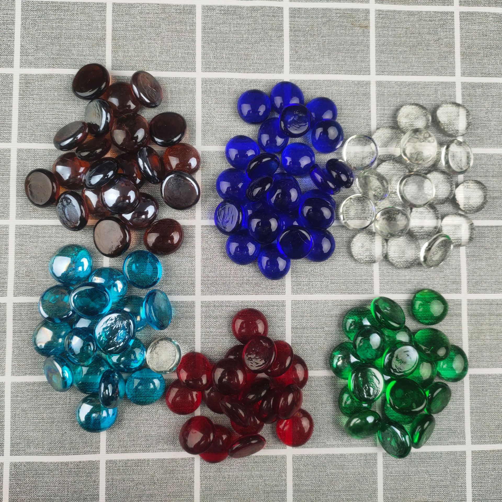 现货供应彩色玻璃扁珠鱼缸造景园艺装饰儿童挖宝火炉玻璃扁珠