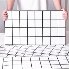 白格子仿瓷砖墙贴纸自粘防水潮厨房墙面装饰防油仿铝塑板店面遮丑