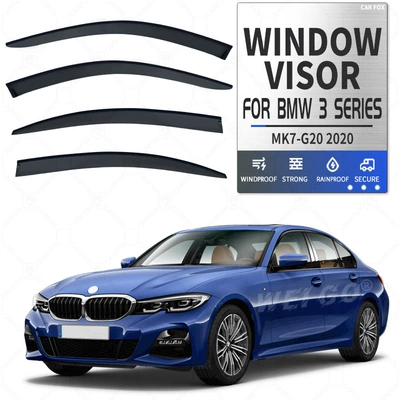 Rain shield – E90 F30 Window visor - standard-packing-without-logo-bmw-3-series-i-standard-wheelbase-mk7-g20-2020-2025-acrylic-window-visors-no-bright-trim