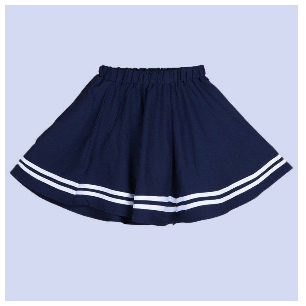 Girls' Skirts, Preppy Style Summer Skirts, Children's White Striped Skirts, Children's Navy Blue Student Skirts, Blue Skirts