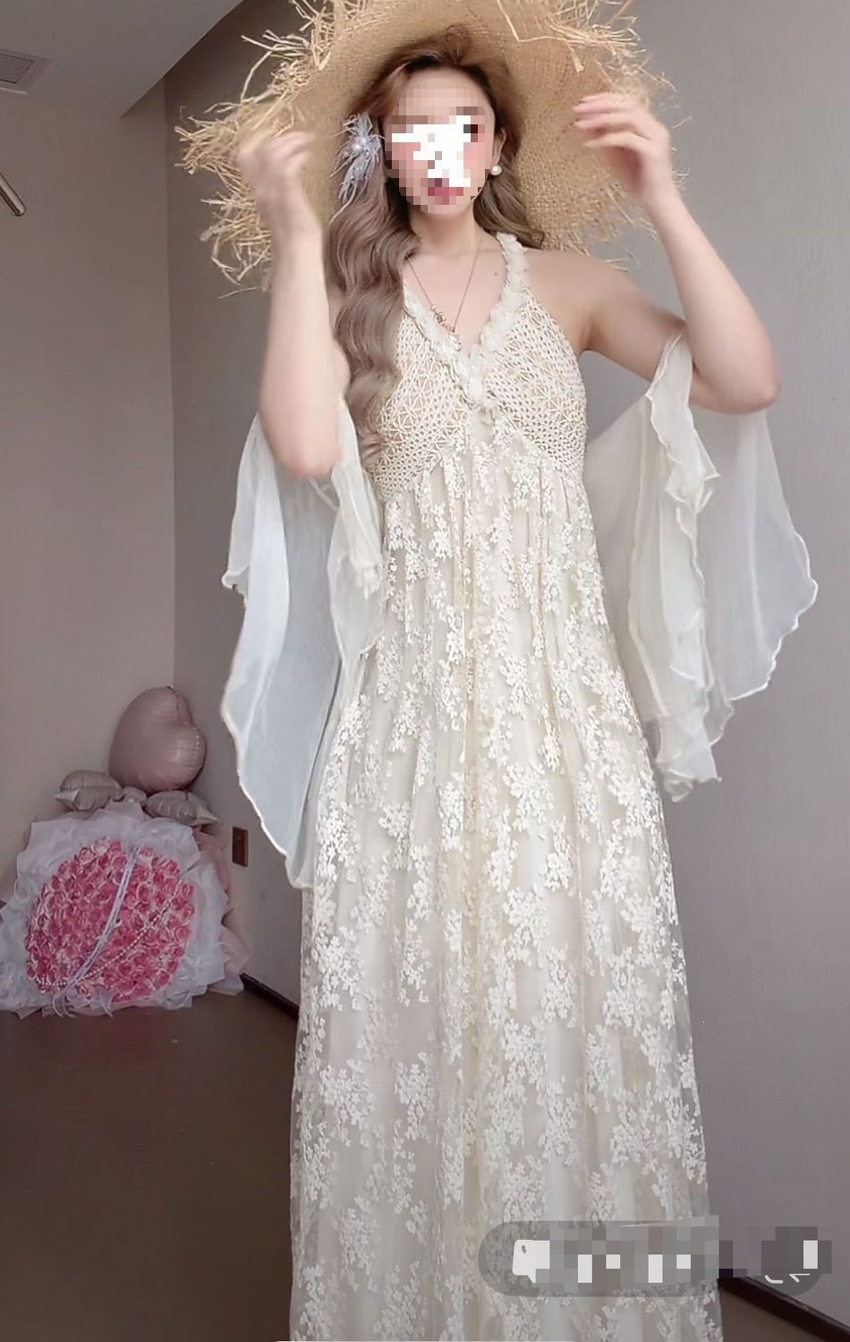 Váy maxi nữ thắt eo phong cách nghỉ dưỡng cổ yếm dây mảnh — Váy dài 122 chi tiết 4