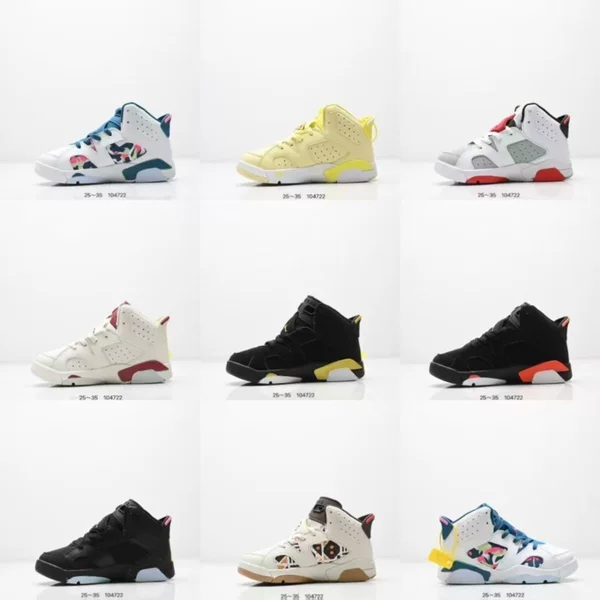 Cross-border children's shoes for boys and girls, breathable and non-slip, Jordan 6, fashionable high-top sports basketball shoes for boys and girls