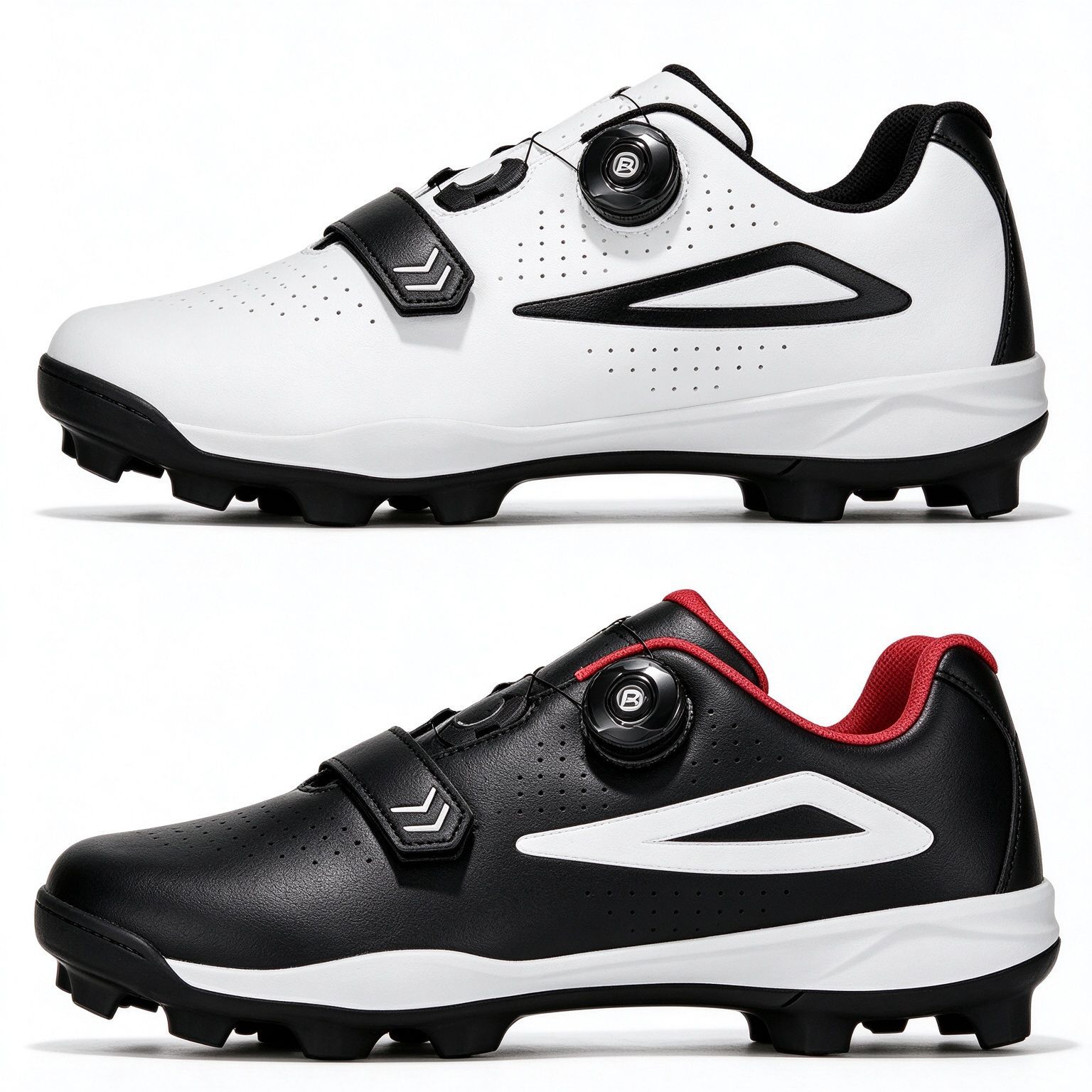 Casual Sports Sneakers, Black and White, with Twist-Lock Fasteners, Anti-Slip Spikes, Training Shoes for Male and Female Students