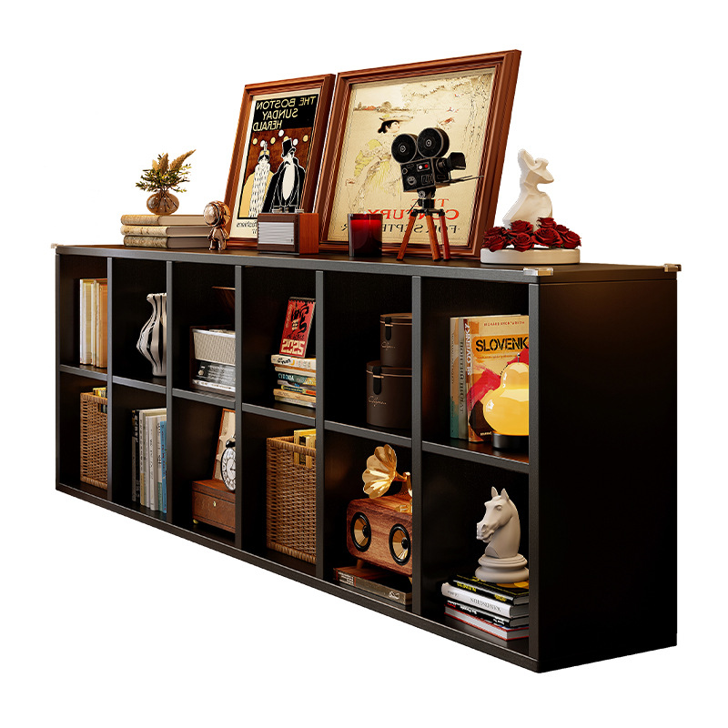 Estante de rejilla de madera maciza Estante de piso Estante de piso Sala de estar Almacenamiento simple Estante de exhibición Combinación libre Estantería corta