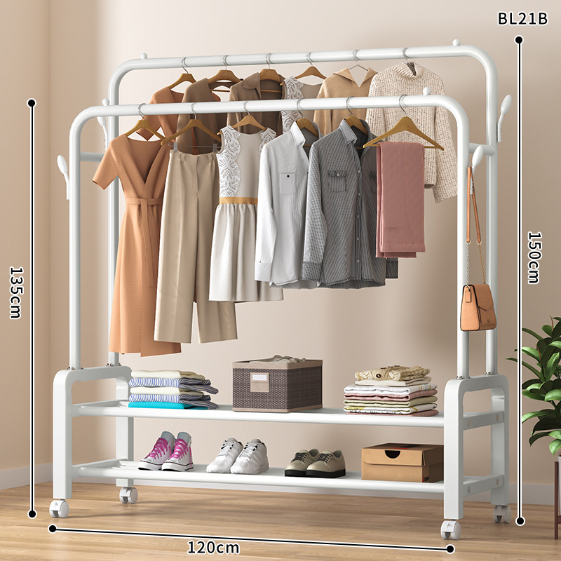 더블 레이어 더블 로드 + 코트 후크 120 화이트 + 휠