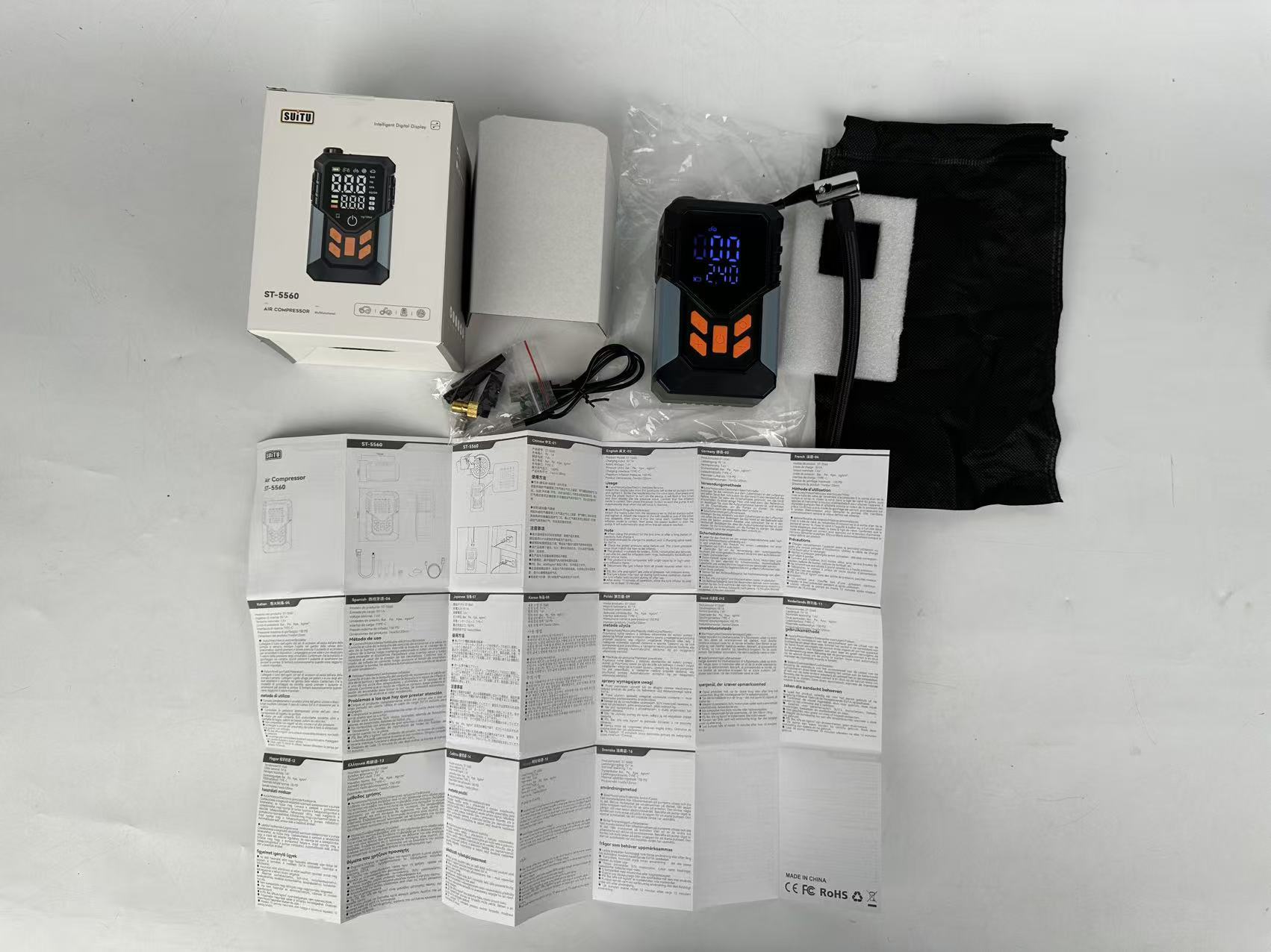 Car-mounted air pump, tire inflator, smart digital display, electric air pump, tire pressure gauge, air inflator, cross-border product