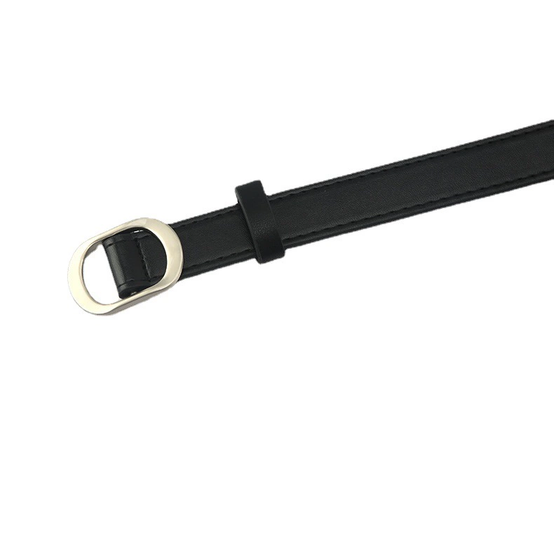 The new round buckle fastener non -perforated lady belt fashion jeans band in summer imitation leather belt spot