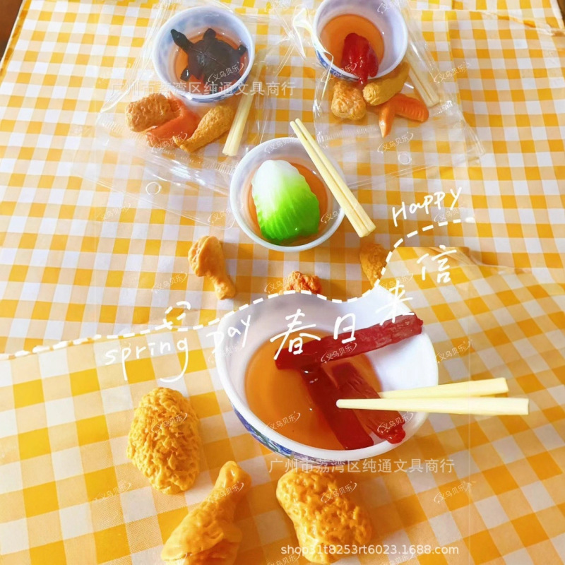 网红仿真美食迷你青花瓷小碗挂件包微缩场景树脂摆件儿童过家家玩|undefined