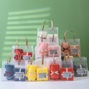 Towel Accompanying Gift Wedding Return Gift Double Towel Gift Bag Candy Box Birthday Opening Gift Gift Box Printed logo