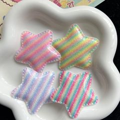 Handmade Kids' Fun Barbie Star Girl's Cute, High-Value Summer Heartthrob Glittering Striped Seamless Bangs Clip