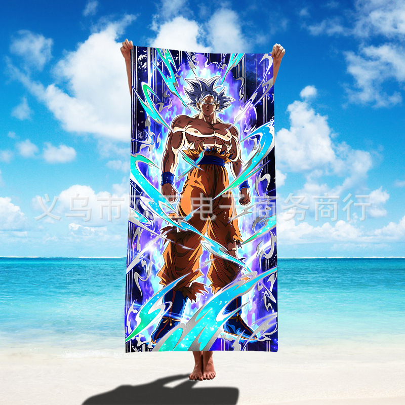 Microfiber Printed Dragon Ball Monkey King Beach Towel Foreign Trade Cartoon Absorbent Adult Bath Towel