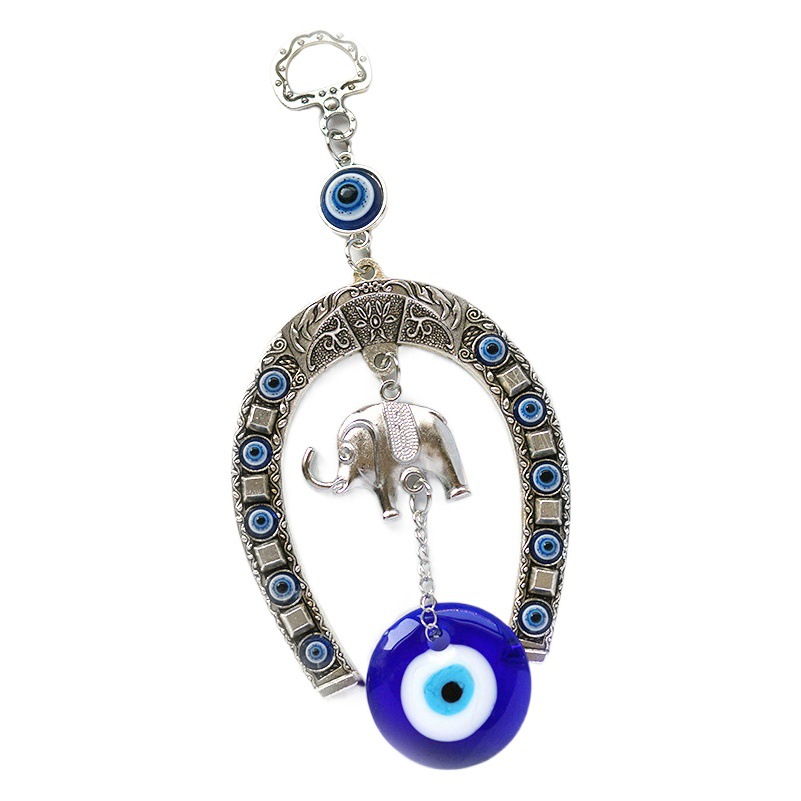 Jinhua qimei medio herradura colgante Ojo del diablo turco griego ojos azules joyería metal adornos de pared