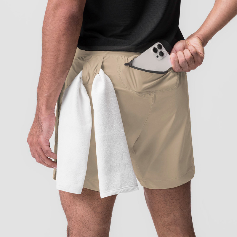 New American sports casual shorts men's woven quick-drying back zipper pocket fitness workout solid color pants