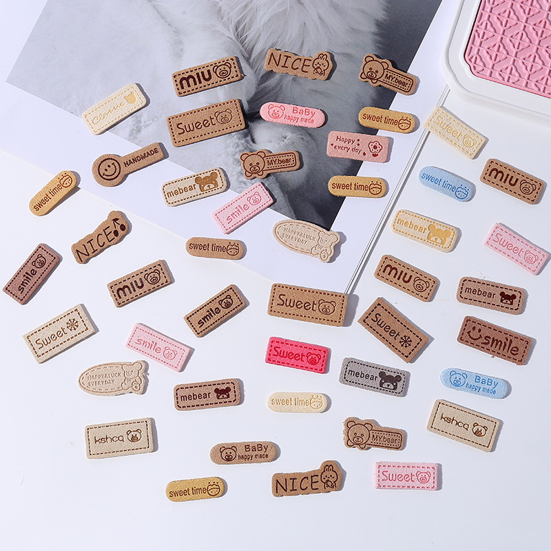 圆角印花商标布贴服装辅料补丁贴鞋帽箱包配饰英文字母皮标厂家批