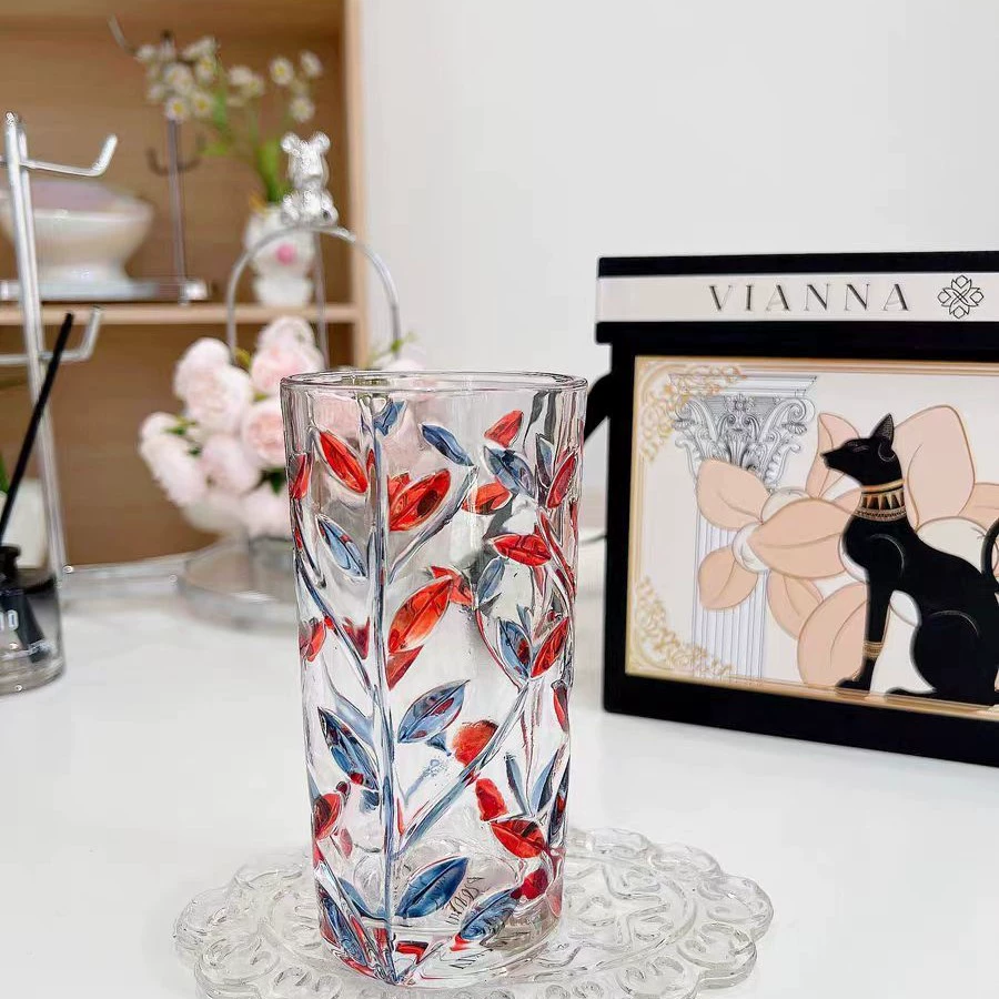 Painted summer rainbow water glass