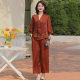 Mom's Spring and Summer Western Style Fashion Irregular Shirt Middle-aged Women's National Style New Chinese Style Top Wide Leg Pants Two-piece Suit