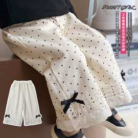 女童休闲裤子春秋季2025新款儿童洋气宽松阔腿裤宝宝春装直筒长裤