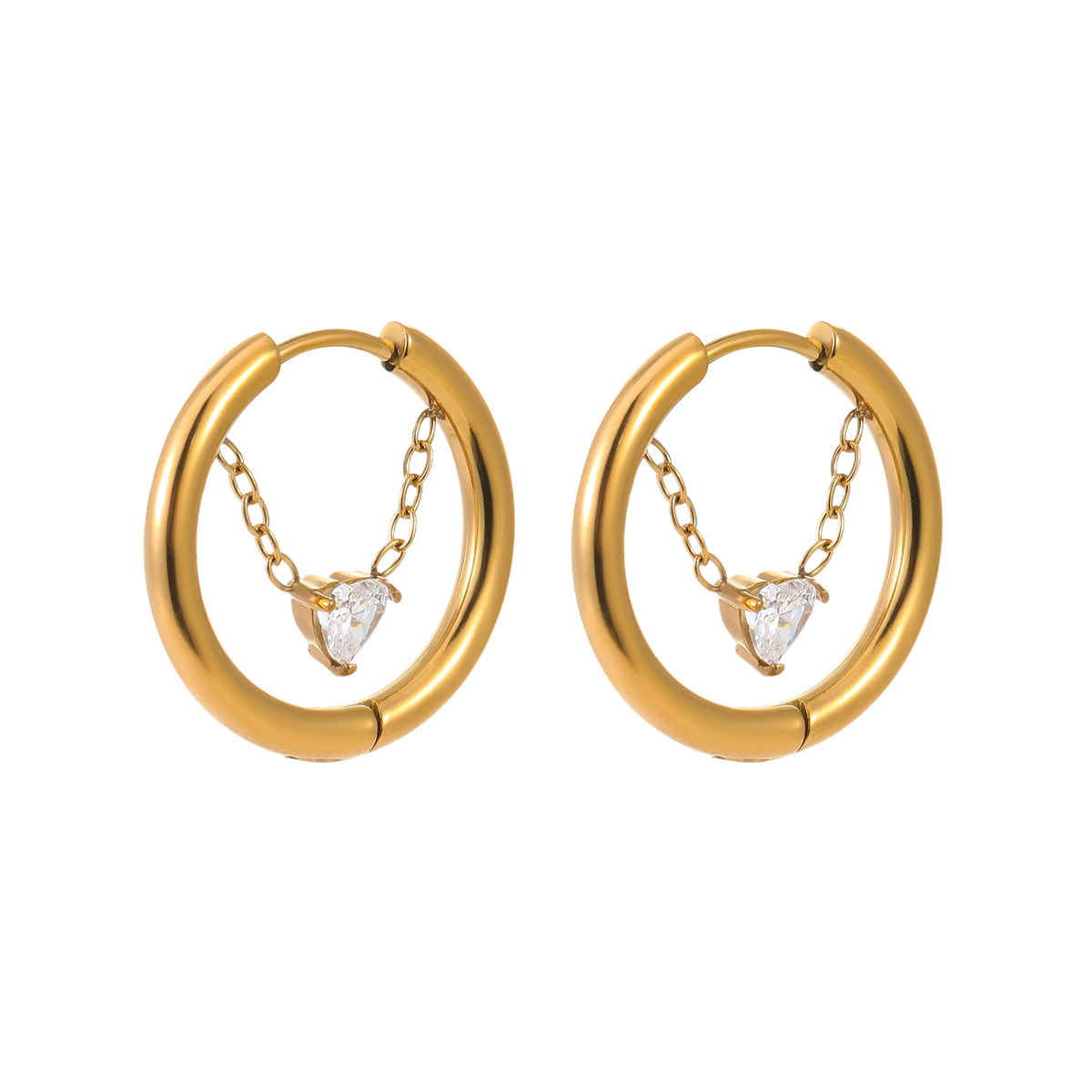 Women's Gender Polished Finish PVD Coated Real Gold Plated 18K Gold Geometric 304 Stainless Steel Classic Style Waterproof Non Tarnish Earrings