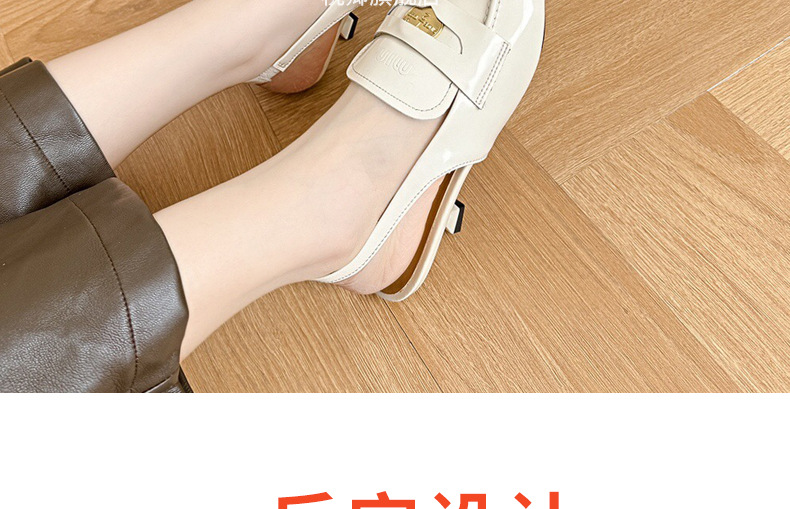 Giày sandal hở lưng nữ mũi nhọn gót thấp da mềm — Màu đen chi tiết 7