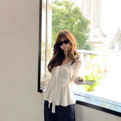 2025新型の優しい妹セットの蝶結びのベストの婦人服の春の長袖のニットのカーディガンの2つのセット