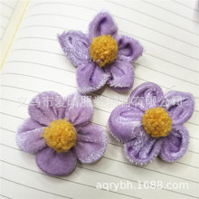 玲娜贝尔金丝绒紫色五瓣花朵 向日葵发夹布艺蝴蝶结毛绒玩具配件