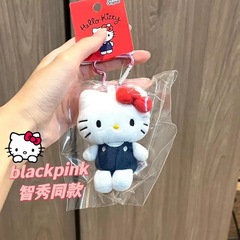 网红背带裤HelloKitty挂件猫毛绒公仔挂件钥匙扣可爱玩偶包包挂饰