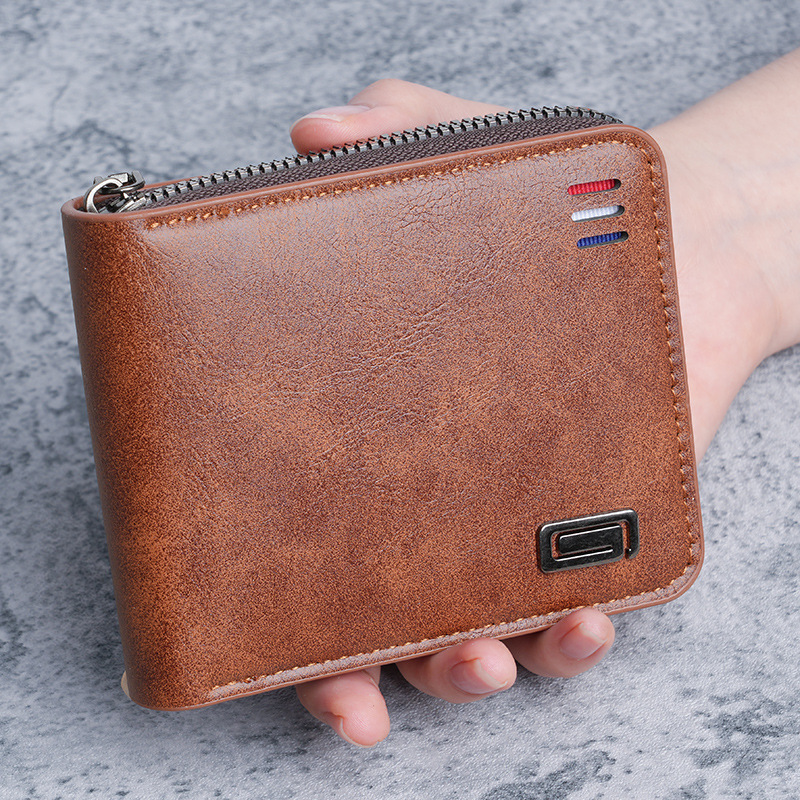 Men's Short Wallet 2025 New Model Solid Color Simple Style for Young People 70% off Multifunctional Student Zipper Coin Purse