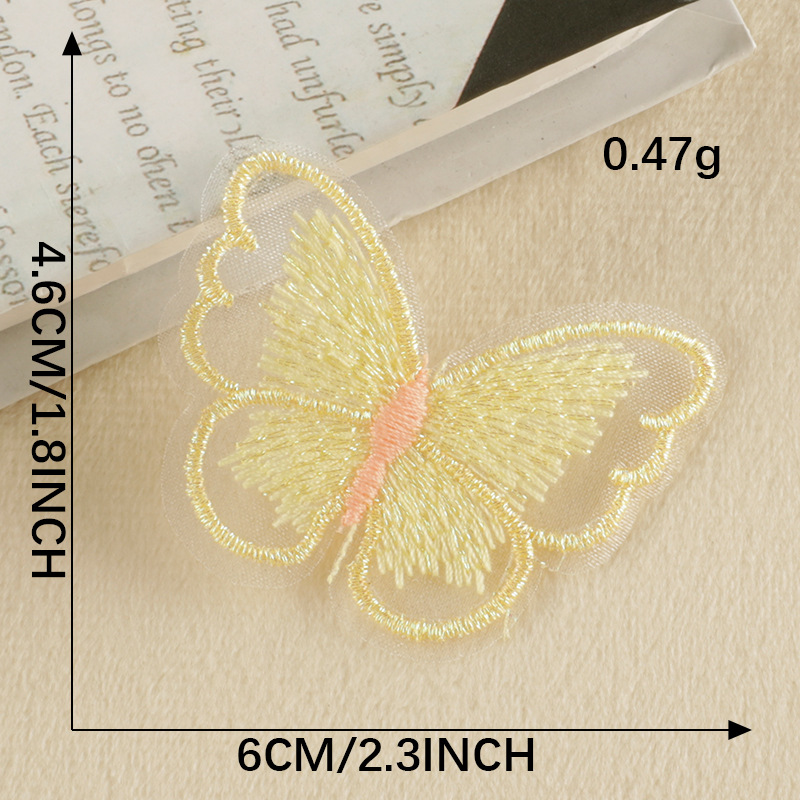 Emblemas bordadas de computadora mariposa transparente accesorios accesorios de ropa accesorios sellas hechas a mano DIY bordado pegatinas de tela