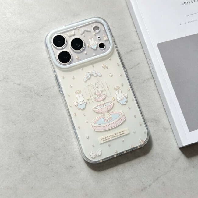 Fountain Angel is suitable for Apple 17/16 Pro Max large window phone case, 15/14/13 soft case, 12/11 full protection
