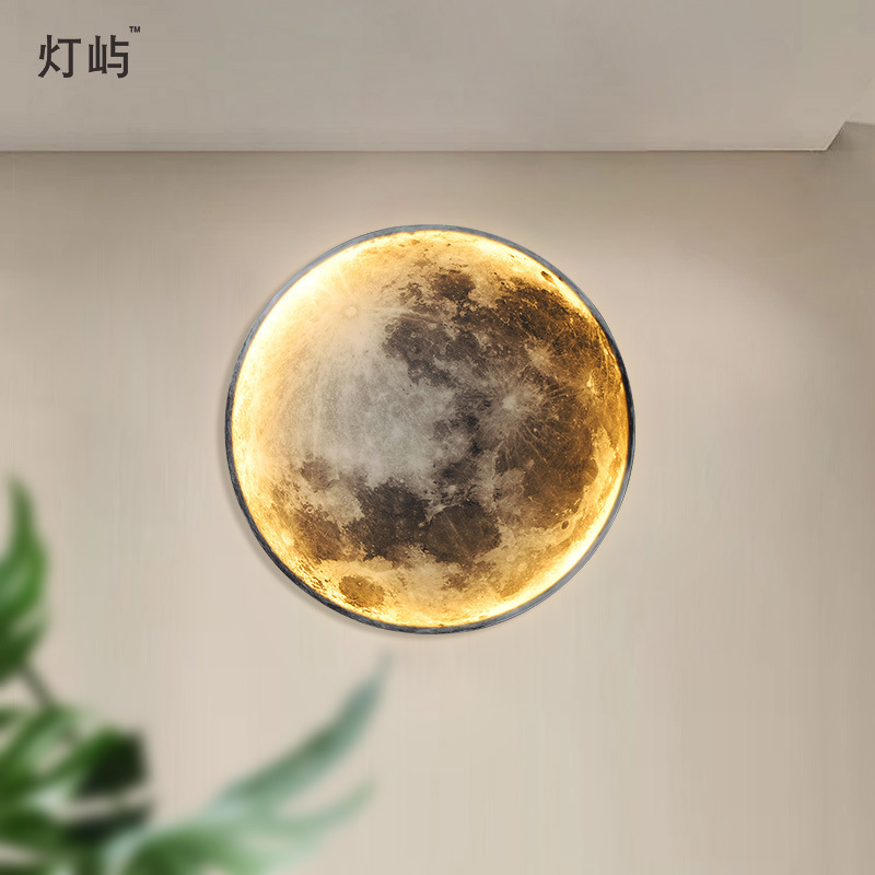 Luna tierra lámpara de pared pasillo redondo pasillo porche colgar pintura dormitorio principal pared de fondo lámpara de cama decoración lámpara de pintura