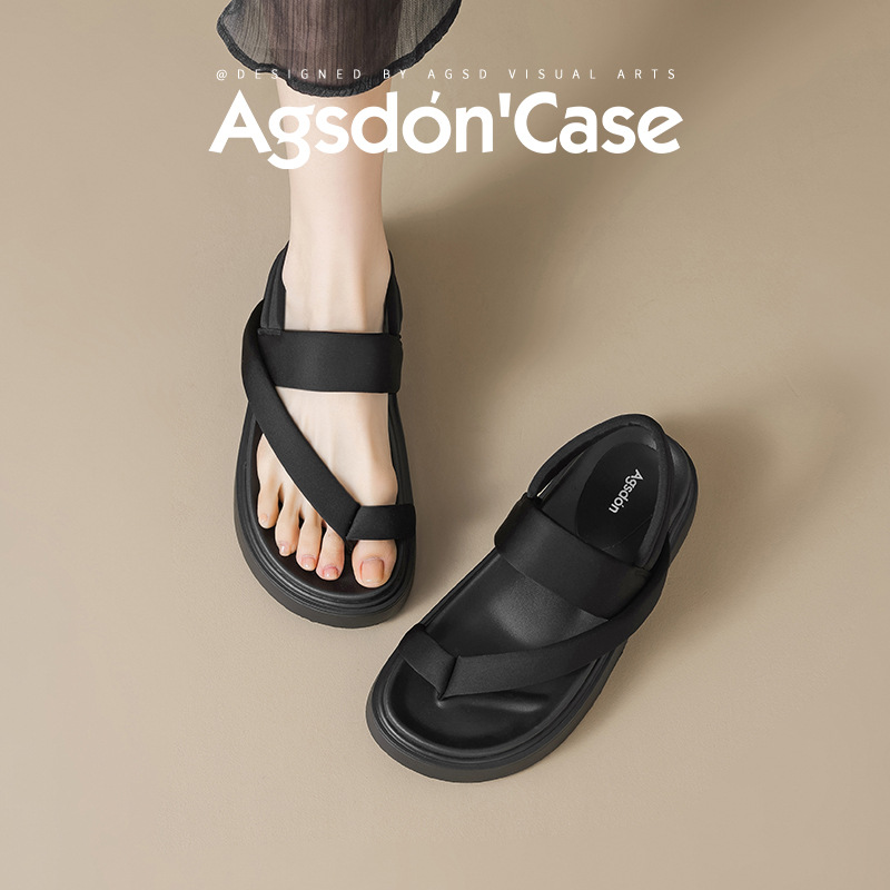 Sandalias de soleas gruesas para mujeres 2026 nuevas zapatillas de verano de playa con faldas deportivas de soleas suaves