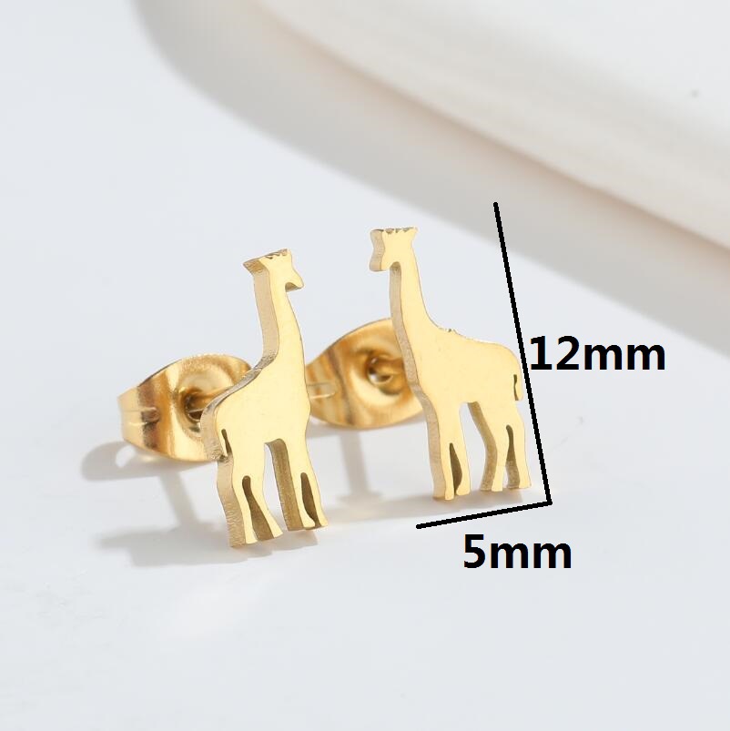 8g Weight PVD Coated 18K Gold Real Gold Plated Animal 304 Stainless Steel Cute Waterproof Non Tarnish Ear Studs