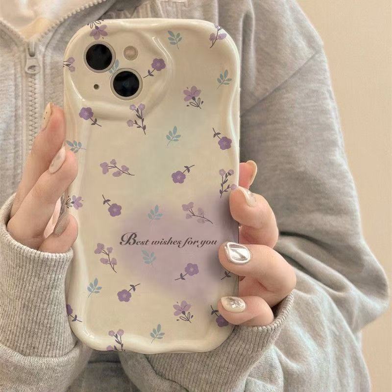 Purple Flower Love Adecuado para iPhone 16pro funda para teléfono móvil Apple 15 anti-caída 14 Japón y Corea del Sur 13promax nuevo 12x
