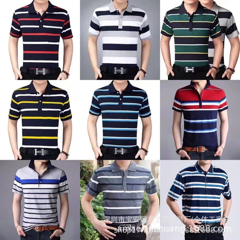 Original Foreign Trade Men's Clothing Surplus Summer Short-Sleeve Collared Men's T-Shirt 5 Yuan Street Stall Cheap Dad Tops Wholesale Original Foreign Trade Men's Clothing Surplus Summer Short-Sleeve Collared Men's T-Shirt 5 Yuan Street Stall Cheap Dad Tops Wholesale