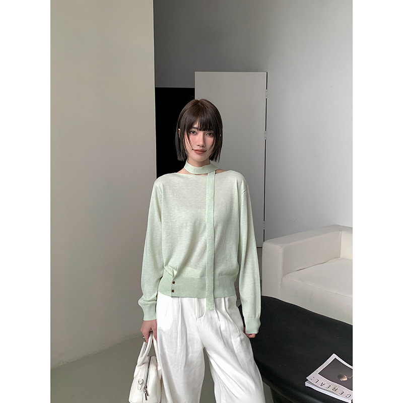 Mmc Dition Sweater Women's Spring New Guangzhou Thirteen Lines Ribbon Design High-End Korean Top