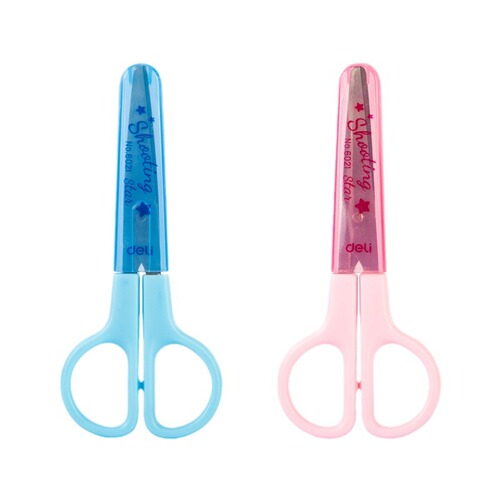Deli 6071 children's safety handmade special scissors for paper-cutting, portable cartoon cute small scissors